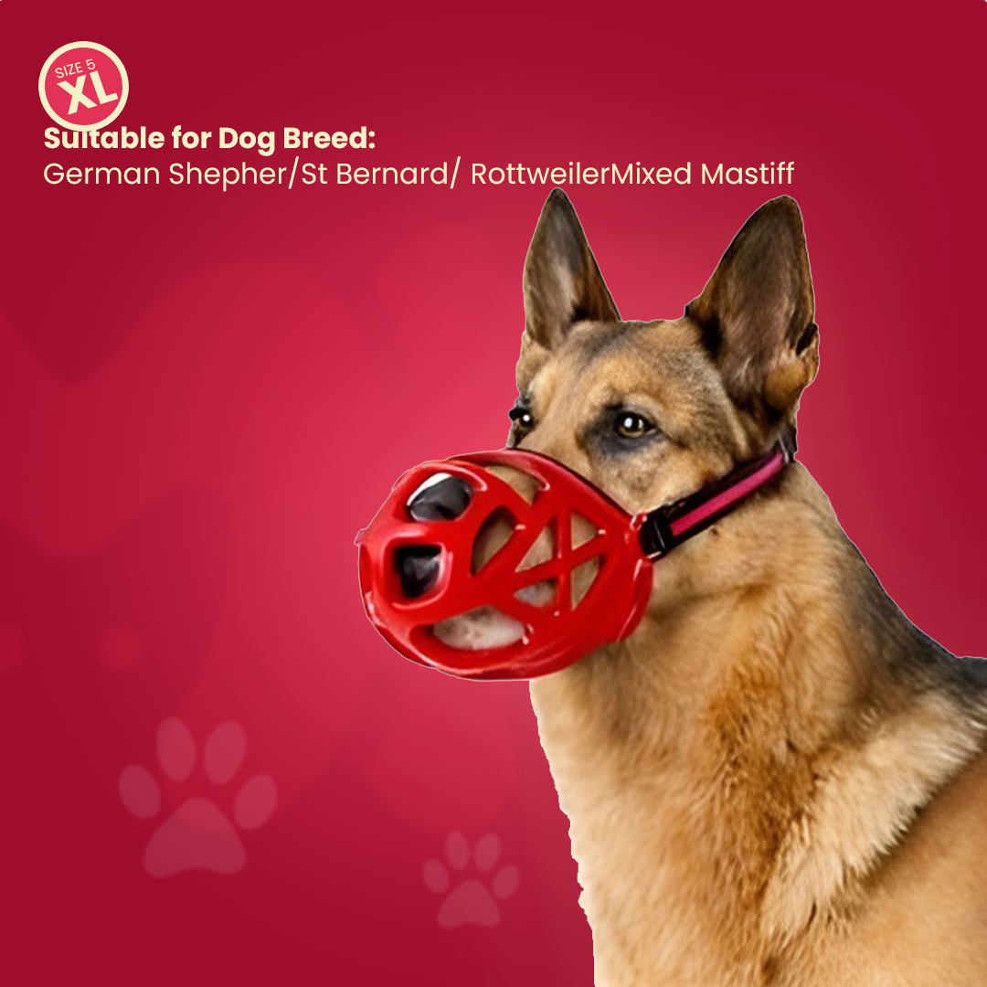 Muzzle For Dogs | Red Silicone | Anti Barking |Anti Chewing | Breathable
