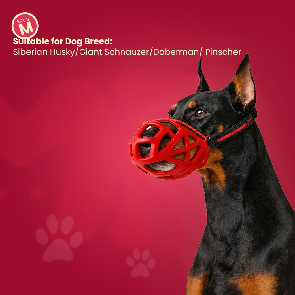 Muzzle For Dogs | Red Silicone | Anti Barking |Anti Chewing | Breathable