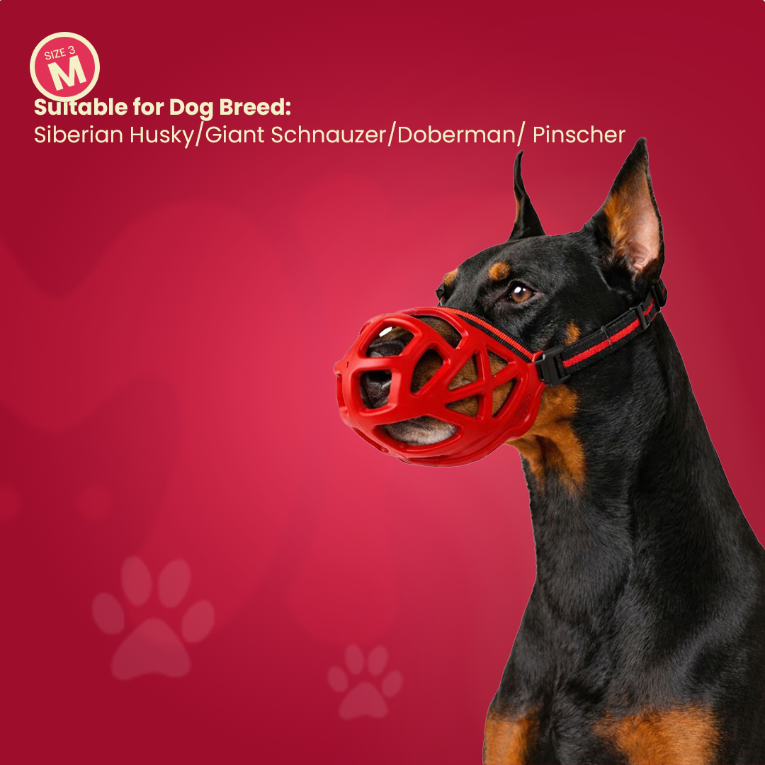 Muzzle For Dogs | Red Silicone | Anti Barking |Anti Chewing | Breathable