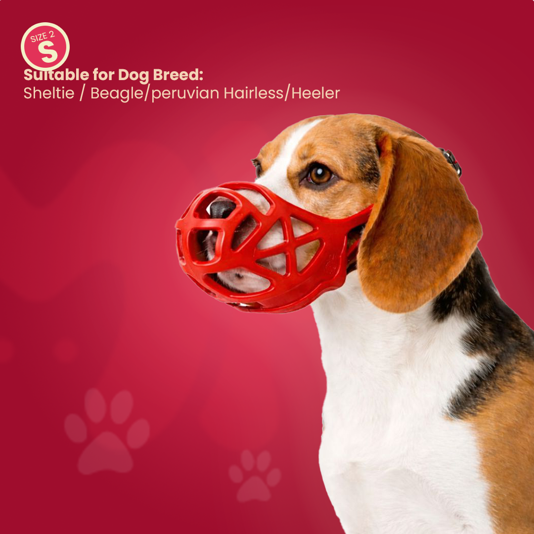Muzzle For Dogs | Red Silicone | Anti Barking |Anti Chewing | Breathable