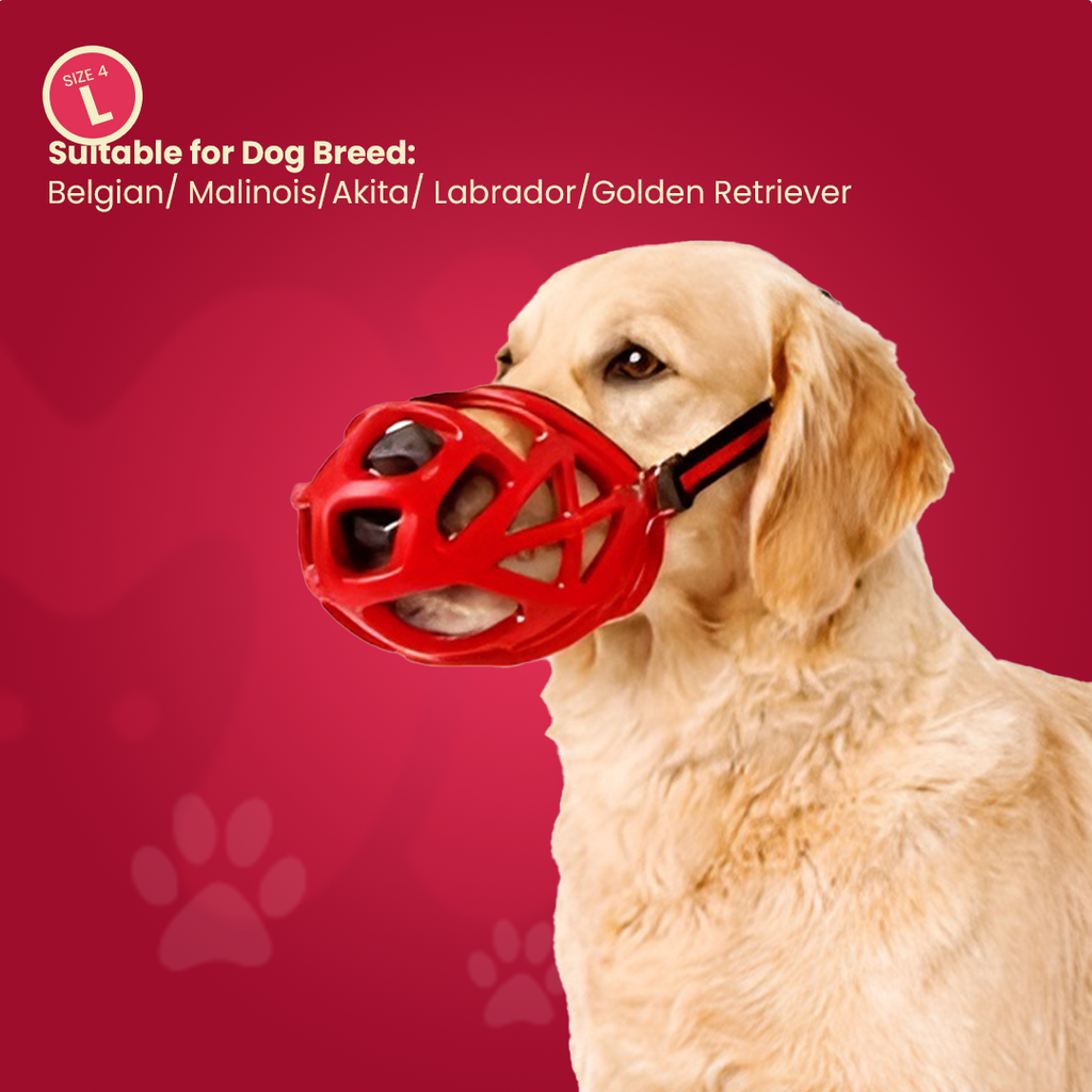 Muzzle For Dogs | Red Silicone | Anti Barking |Anti Chewing | Breathable