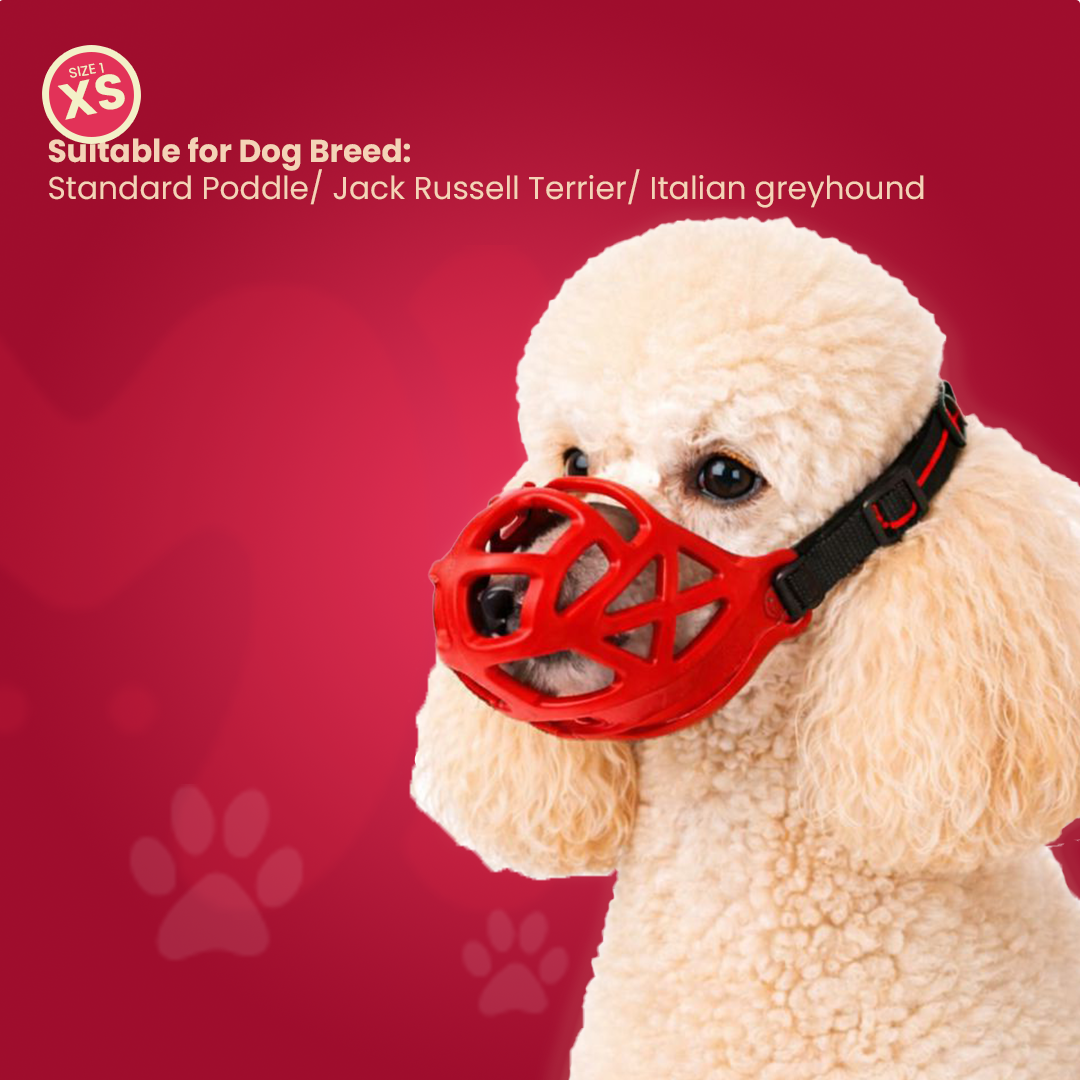 Muzzle For Dogs | Red Silicone | Anti Barking |Anti Chewing | Breathable