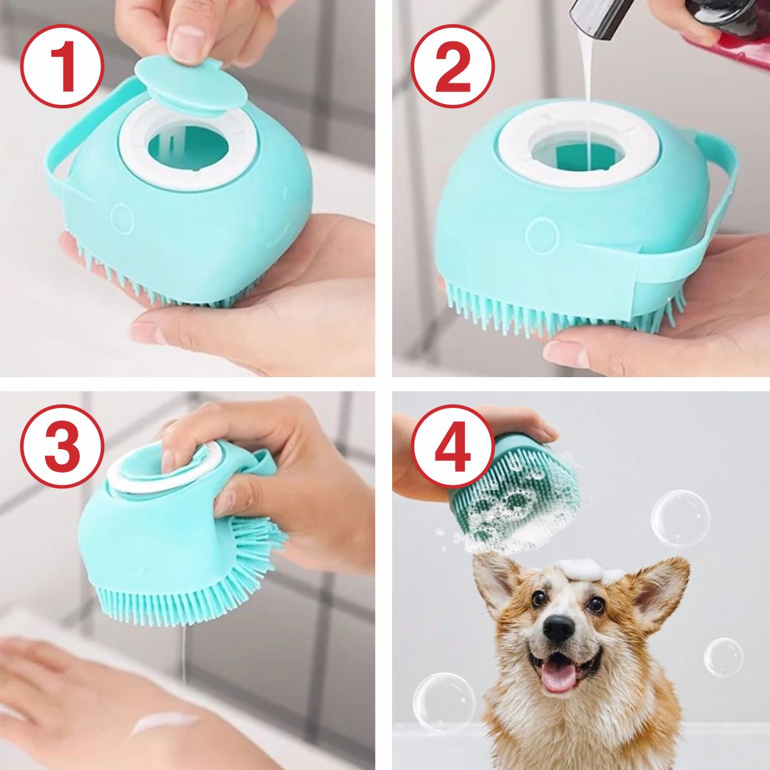 Soft Silicone Bristles Grooming & Massage Brush for Dogs & Cats