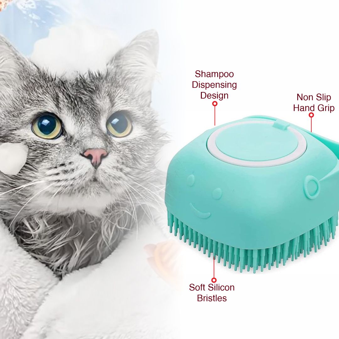 Soft Silicone Bristles Grooming & Massage Brush for Dogs & Cats