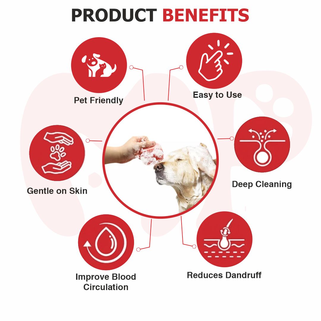 Soft Silicone Bristles Grooming & Massage Brush for Dogs & Cats