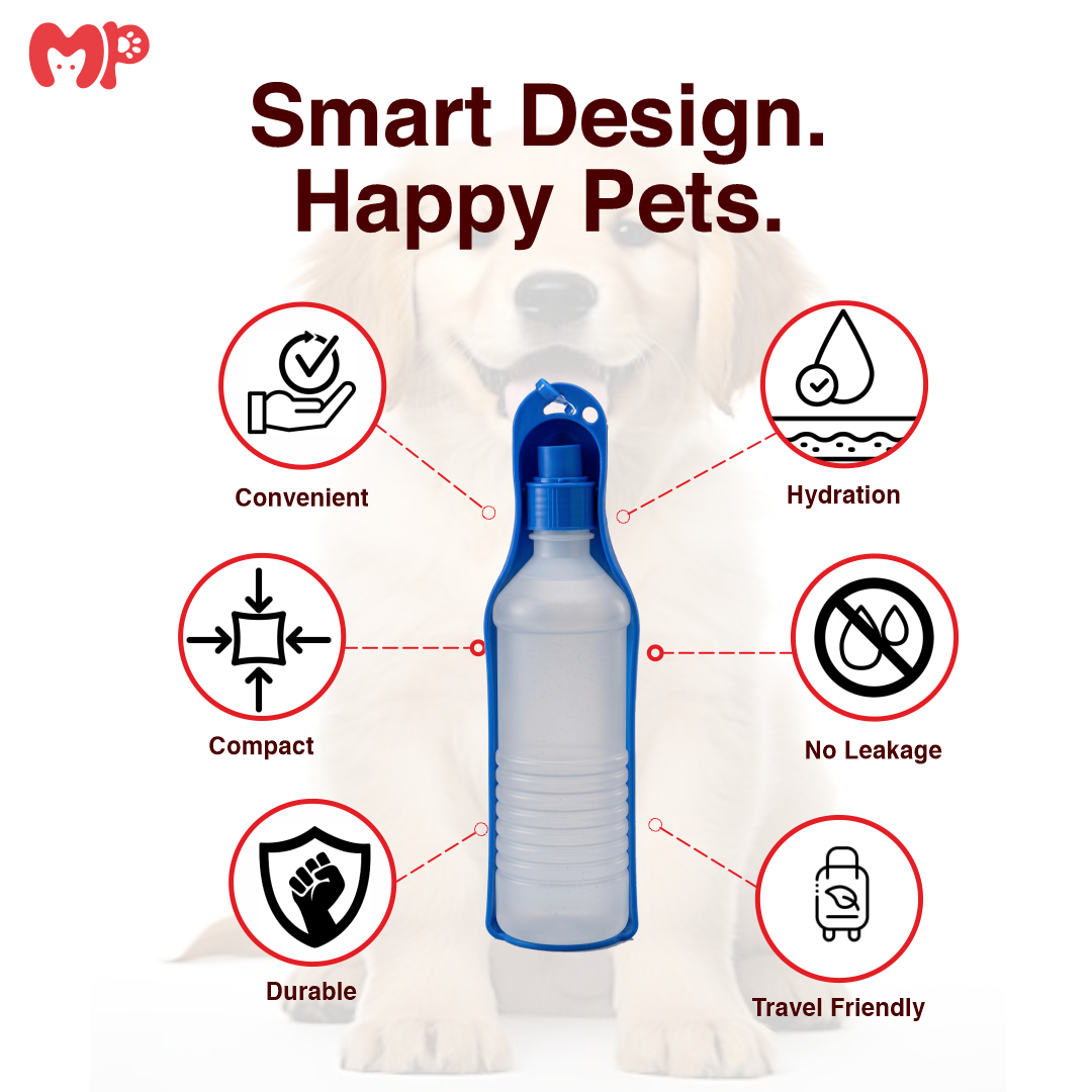 Portable Foldable Travel Pet Water Bottle with Leak- Proof Design, Travel Friendly, Compact| Available in 250ml and 500ml