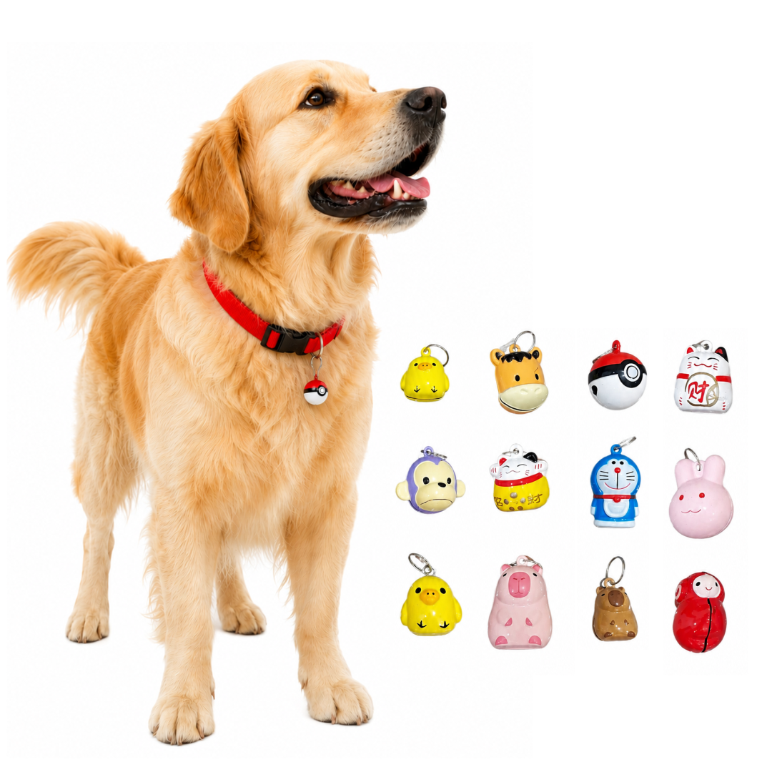 Cute Cartoon Pet Collar Bell Charm | Random Animal Design Hanging Bell for Cats, Dogs & Small Pets (1 Piece)