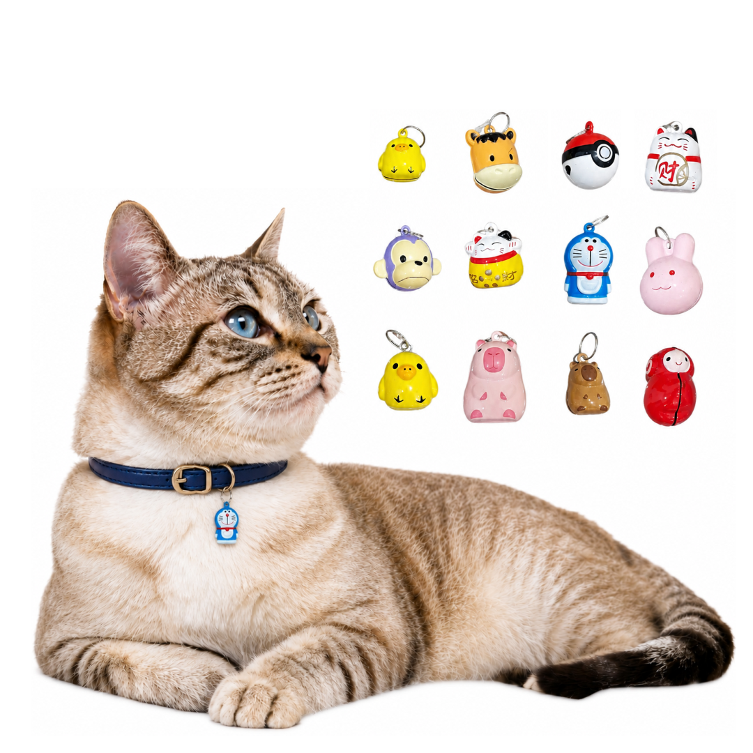 Cute Cartoon Pet Collar Bell Charm | Random Animal Design Hanging Bell for Cats, Dogs & Small Pets (1 Piece)