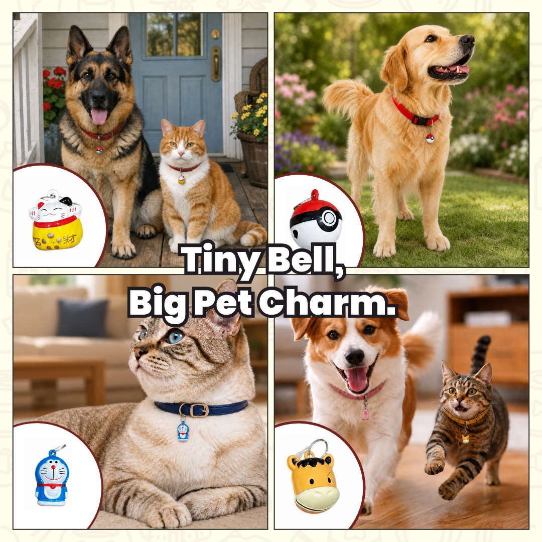 Cute Cartoon Pet Collar Bell Charm | Random Animal Design Hanging Bell for Cats, Dogs & Small Pets (1 Piece)