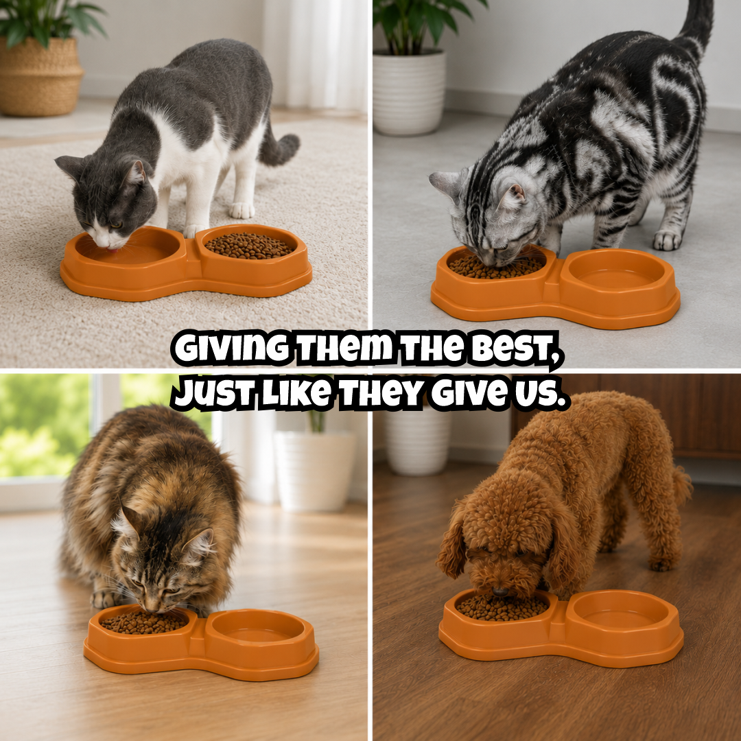 Premium Hexagon Double Pet Bowl for Food and Water | Non-Slip Dual Station Feeding & Watering Diner with Anti-Skid Rubber Feet for Small to Medium Dogs | Puppies | Cats