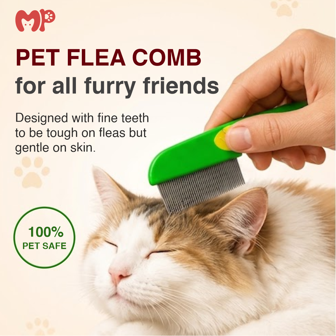 Professional Pet Flea Comb for Dogs & Cats | Dual-Bristle Variant Set (Long & Short Bristles) | High-Density Stainless Steel Lice | Tick & Dander Remover | Manual Non-Slip Ergonomic Grip (FLEA COMB - SMALL) | (FLEA COMB - LARGE)