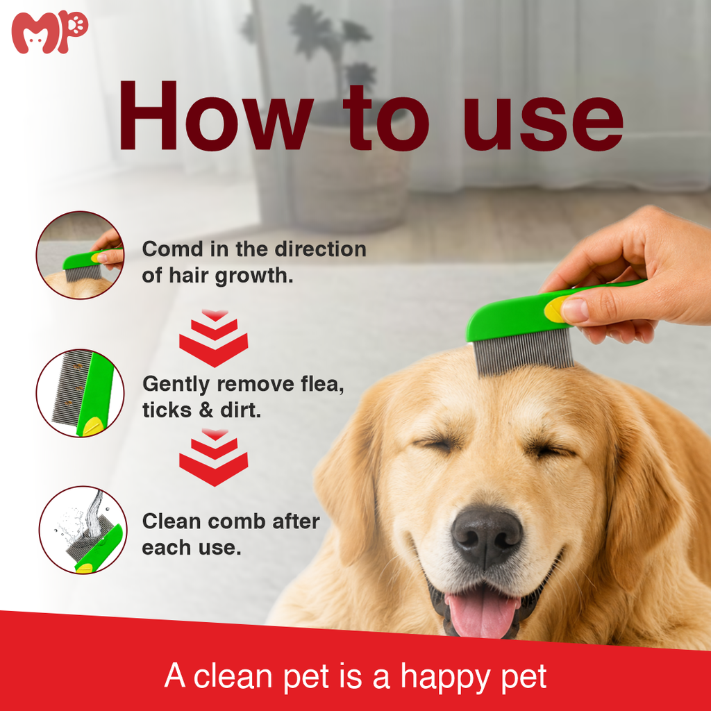 Professional Pet Flea Comb for Dogs & Cats | Dual-Bristle Variant Set (Long & Short Bristles) | High-Density Stainless Steel Lice | Tick & Dander Remover | Manual Non-Slip Ergonomic Grip (FLEA COMB - SMALL) | (FLEA COMB - LARGE)