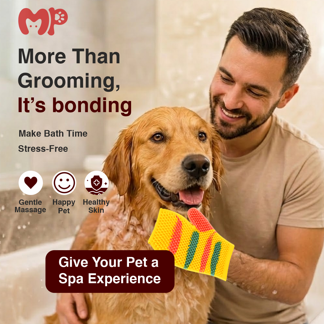 Silicone Pet Grooming Bathing Glove – Professional quality Soft Rubber De shedding & Massage Brush for Dogs and Cats – Easy Cleaning Bath Brush Glove for Grooming | Shedding Control | Fur Removal