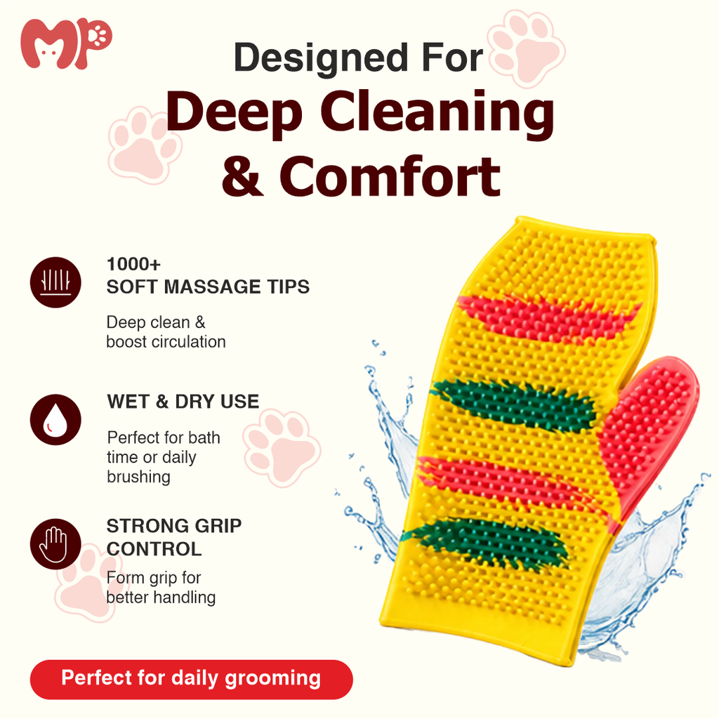 Silicone Pet Grooming Bathing Glove – Professional quality Soft Rubber De shedding & Massage Brush for Dogs and Cats – Easy Cleaning Bath Brush Glove for Grooming | Shedding Control | Fur Removal