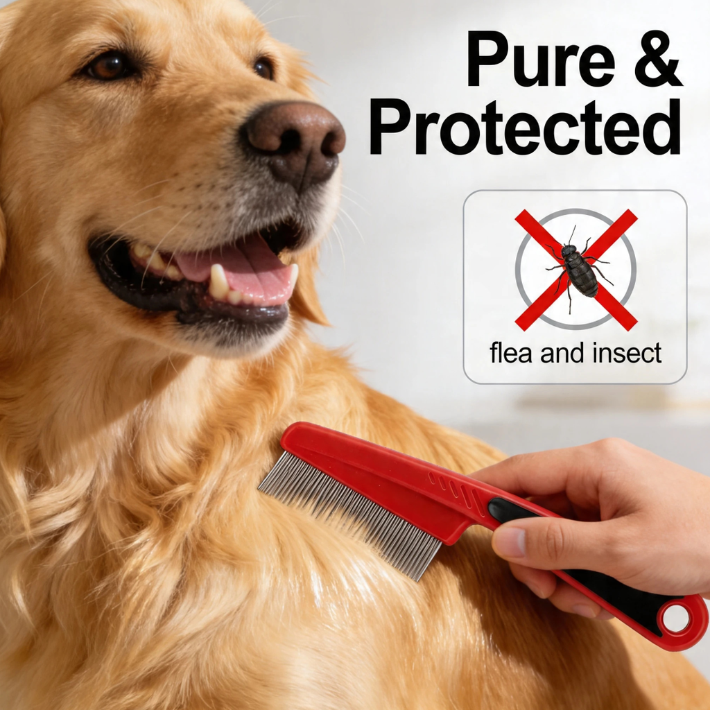Stainless Steel Fine-Tooth Pet Flea and Tick Comb