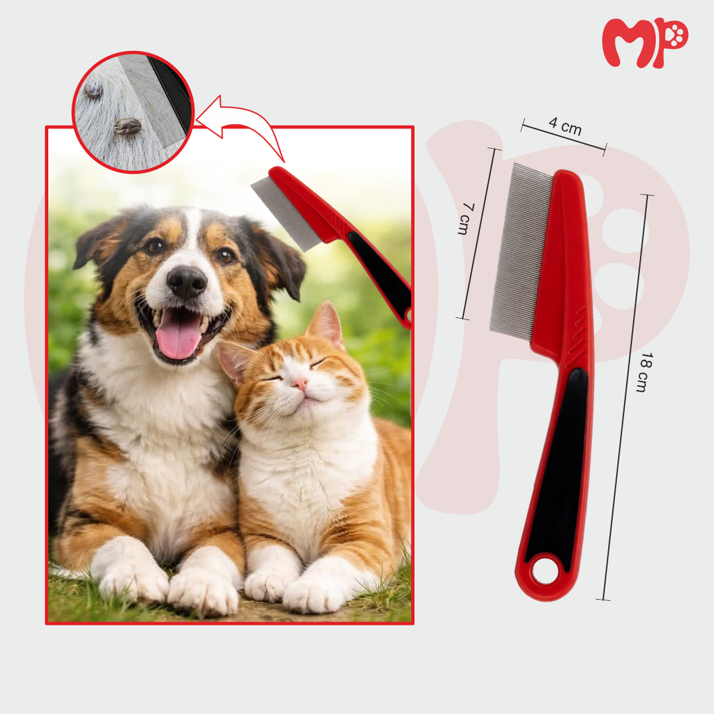 Stainless Steel Fine-Tooth Pet Flea and Tick Comb