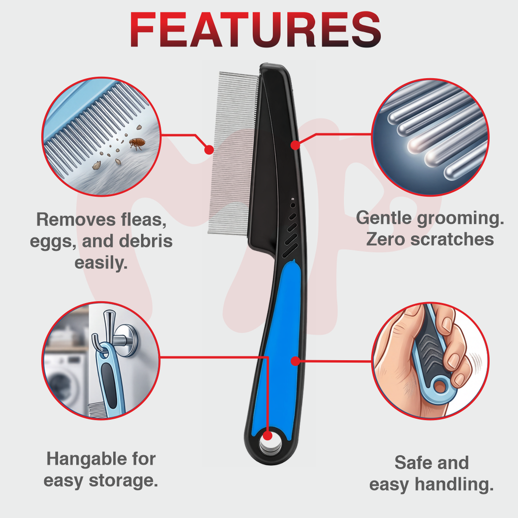 Stainless Steel Fine-Tooth Pet Flea and Tick Comb