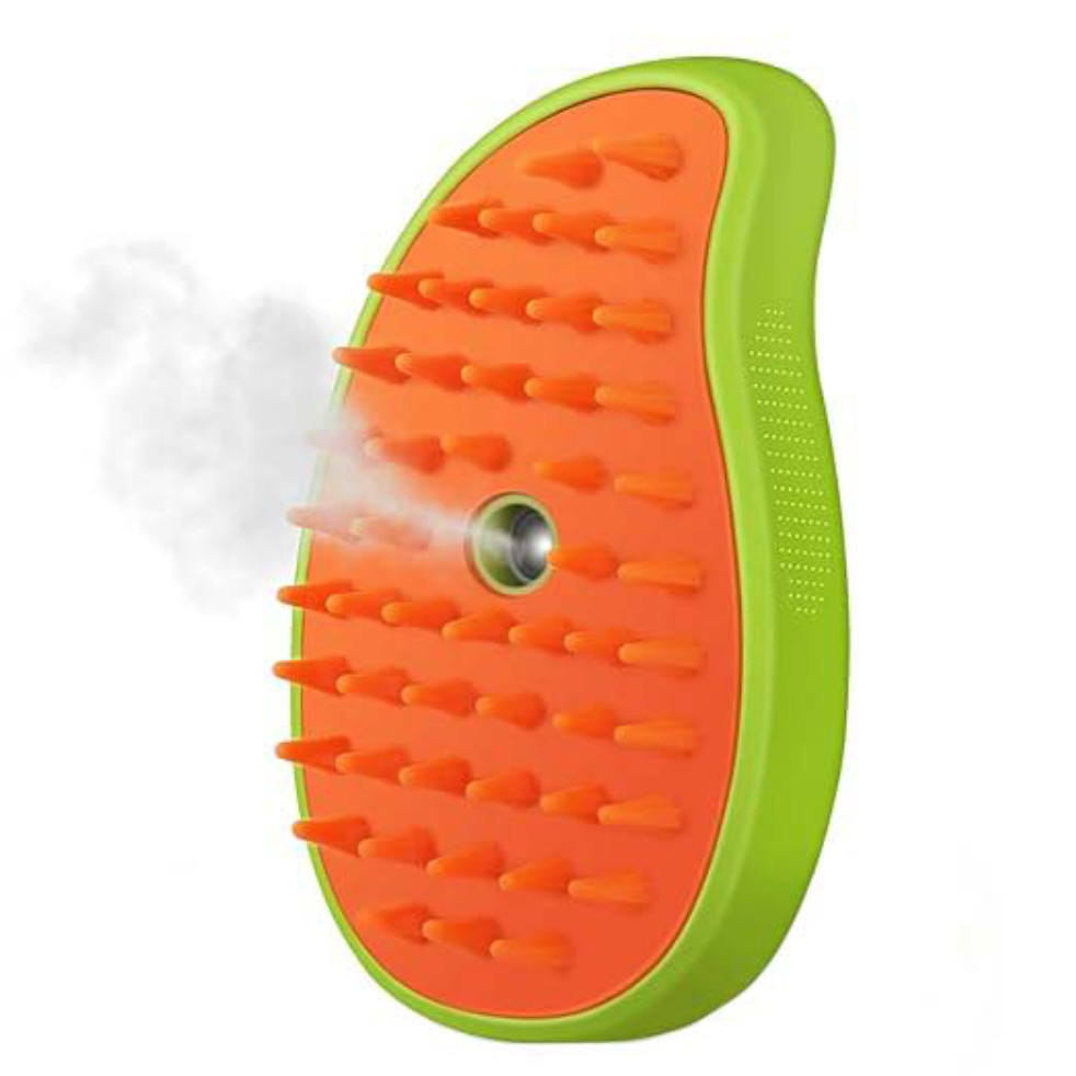Mango-Shaped Electric Pet Steamer & Massage Brush for Cats and Dogs | Gentle Grooming | Steam Cleaning | Relaxing Pet Massage Tool