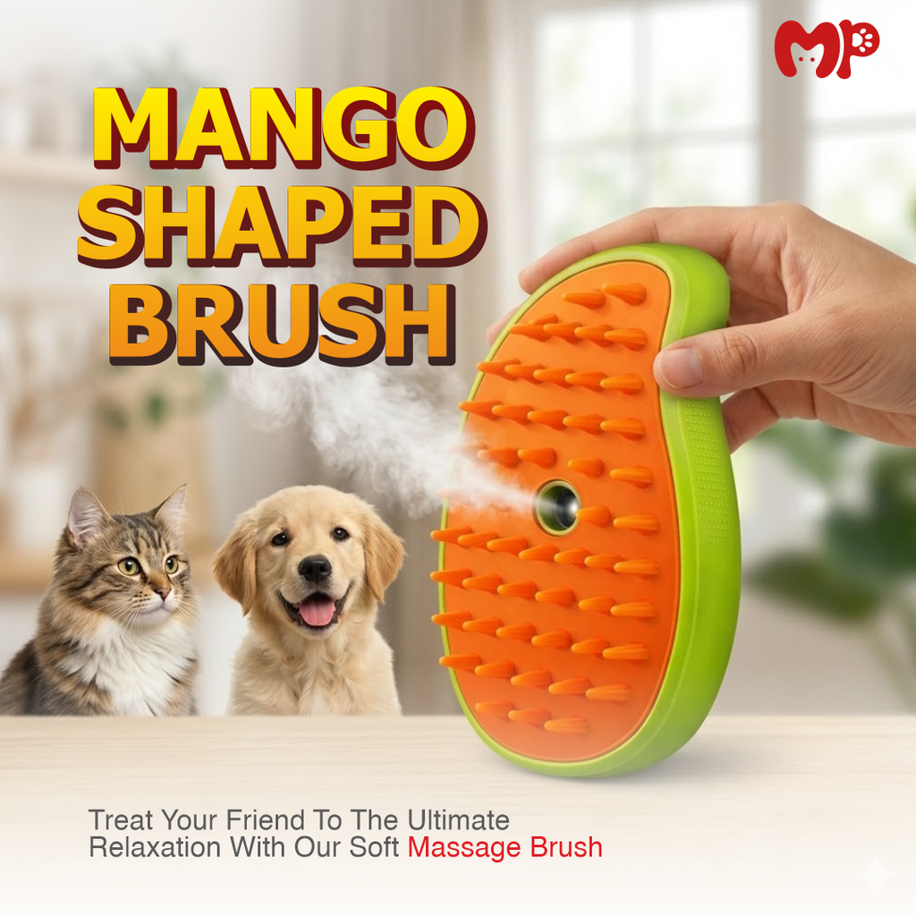 Mango-Shaped Electric Pet Steamer & Massage Brush for Cats and Dogs | Gentle Grooming | Steam Cleaning | Relaxing Pet Massage Tool