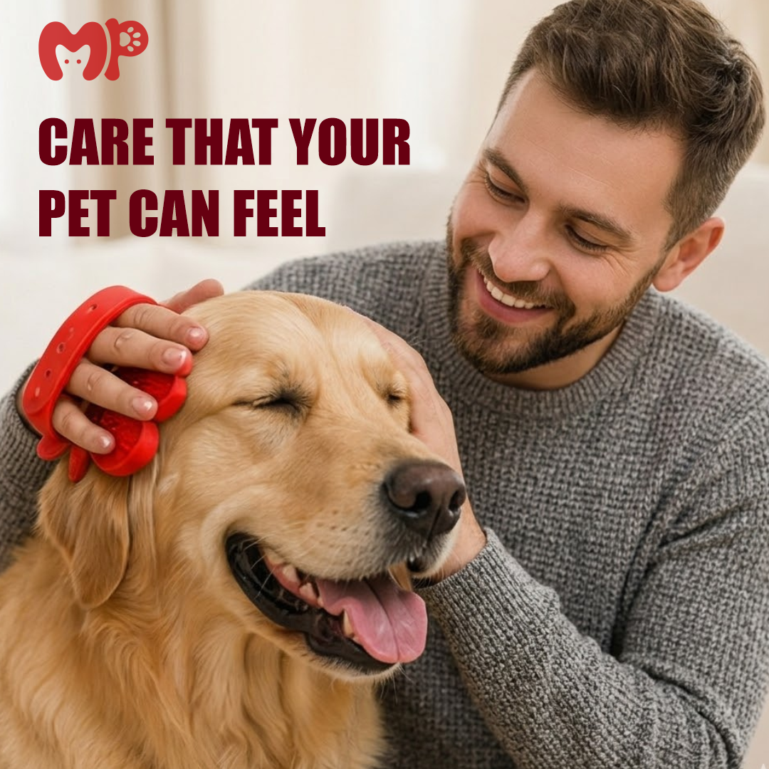 Paw Shape Pin Brush for Dogs and Cats | Shedding and Grooming Glove | Adjustable Strap
