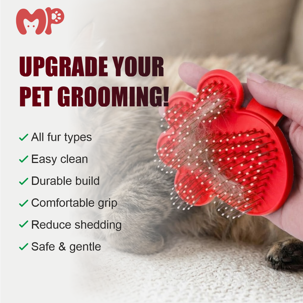 Paw Shape Pin Brush for Dogs and Cats | Shedding and Grooming Glove | Adjustable Strap