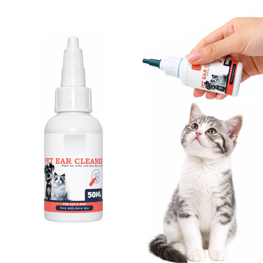 Premium Pet Ear Cleaner Drops for Dogs & Cats – 50ml | Alcohol-Free| No-Sting Formula for Ear Mite Treatment| Itch Relief| Wax Removal & Bad Odor Control