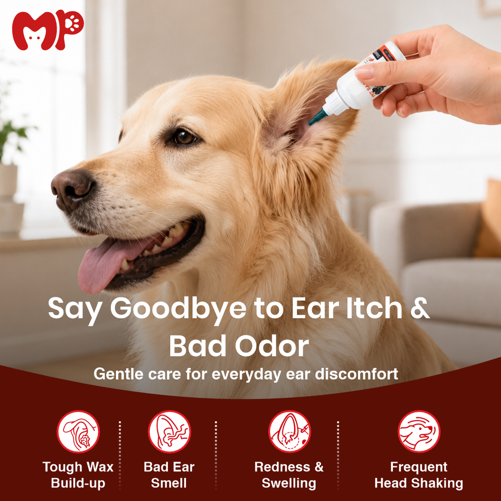 Premium Pet Ear Cleaner Drops for Dogs & Cats – 50ml | Alcohol-Free| No-Sting Formula for Ear Mite Treatment| Itch Relief| Wax Removal & Bad Odor Control