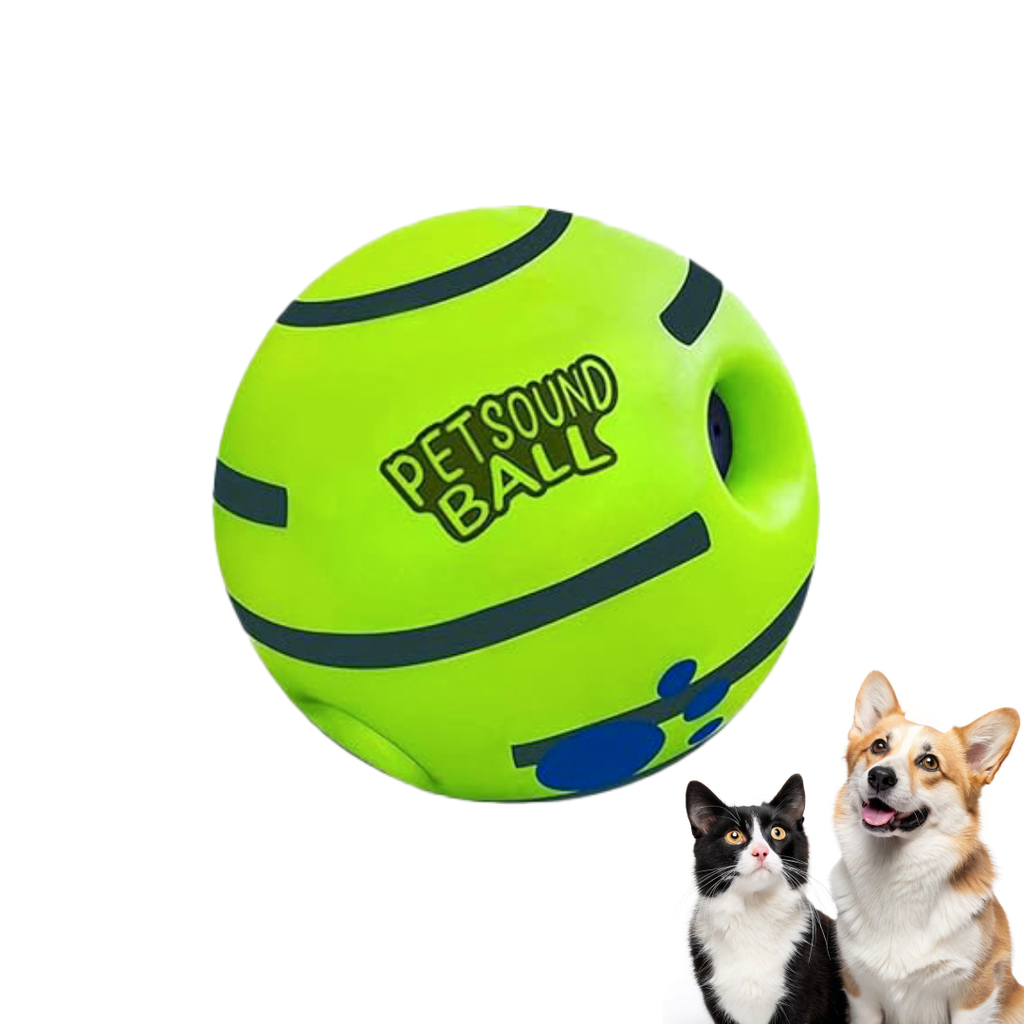 Interactive Wobble Giggle Ball Dog Toy | Battery-Free Movement Activated Sound Ball | Easy Grip Holes | for Dogs & Cats