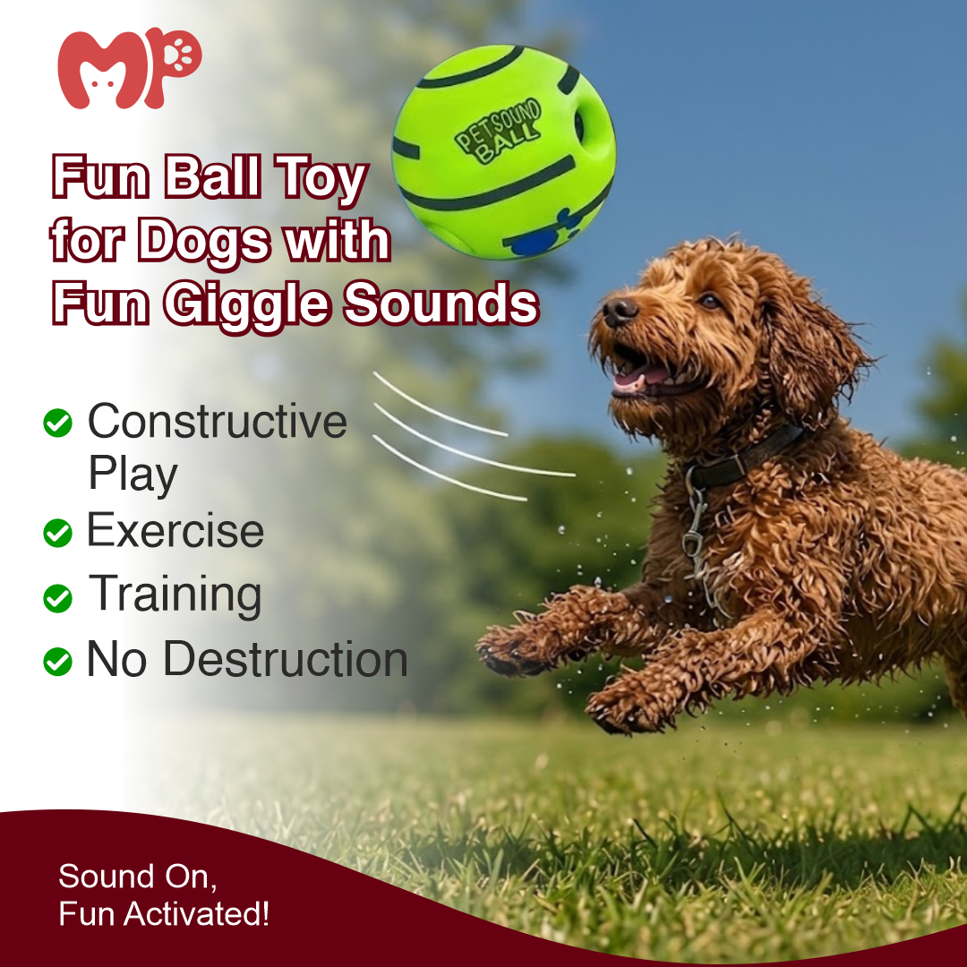 Interactive Wobble Giggle Ball Dog Toy | Battery-Free Movement Activated Sound Ball | Easy Grip Holes | for Dogs & Cats
