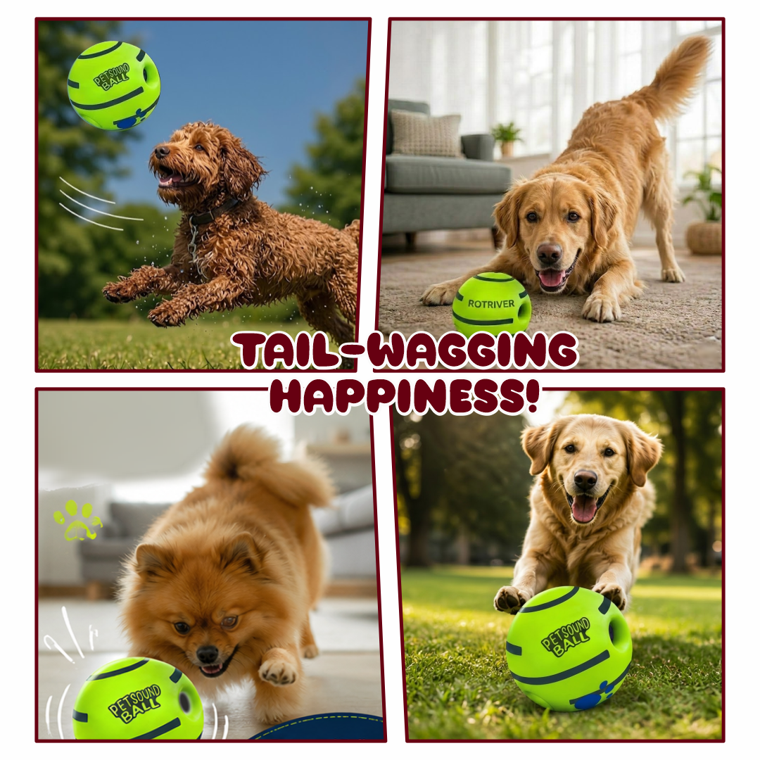 Interactive Wobble Giggle Ball Dog Toy | Battery-Free Movement Activated Sound Ball | Easy Grip Holes | for Dogs & Cats