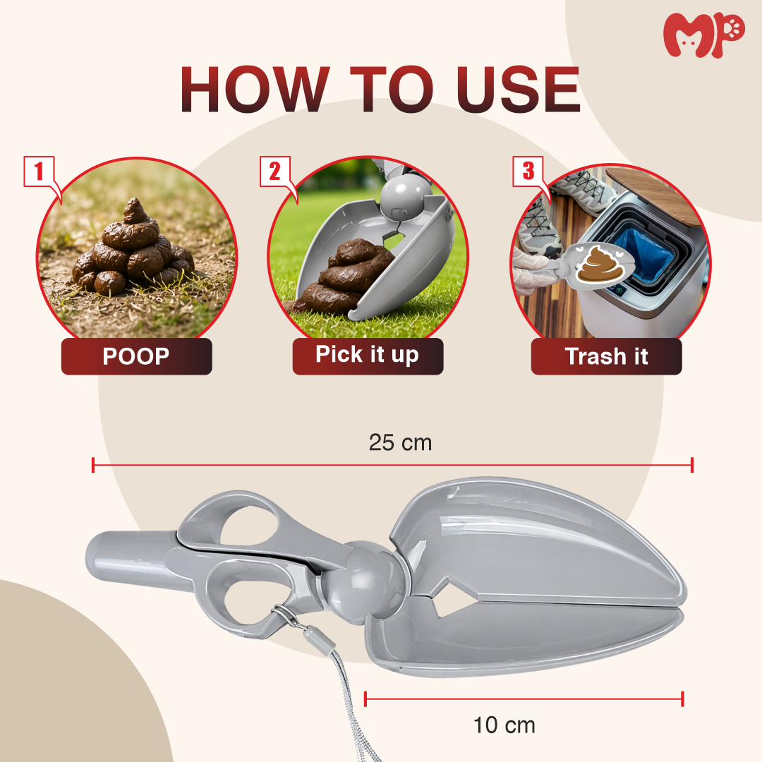 Premium Scissor-Style Pet Poop Scooper | Portable Dog & Cat Waste Picker Claw with Comfortable Grip Handle | Lock Mechanism | Wrist Strap | Hygienic No-Touch Yard & Outdoor Waste Cleaner
