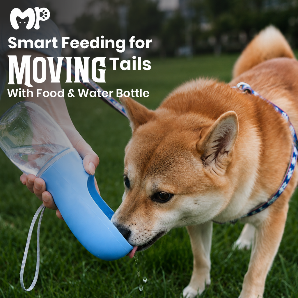 Premium 2-in-1 Portable Dog Water Bottle & Food Dispenser | Leak-Proof Travel Pet Feeder with Built-in Carbon Filter & Drinking Bowl for Walking, Hiking, and Travel
