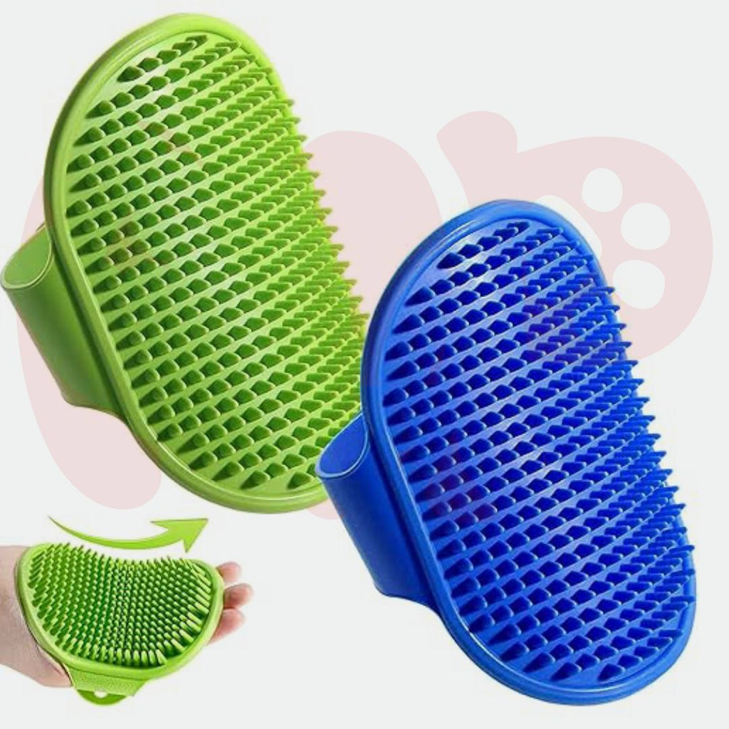 Pet Grooming & Bathing Brush | Silicone | Oval Shape | Adjustable Strap | for Dogs | Cats | Rabbits & Horses