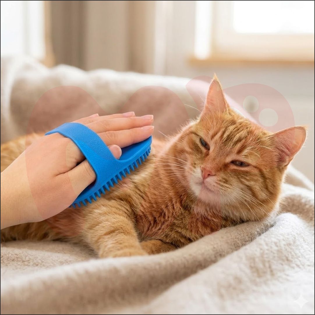 Pet Grooming & Bathing Brush | Silicone | Oval Shape | Adjustable Strap | for Dogs | Cats | Rabbits & Horses