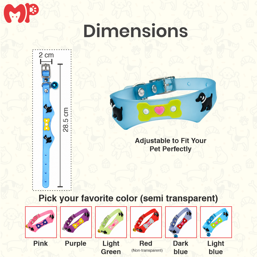 Premium Adjustable Silicone Pet Collar with Bell | Non-Slip Safety Neck Strap with 3D Cartoon Charm | Soft Flexible Collar for Cats, Kittens & Small Puppies