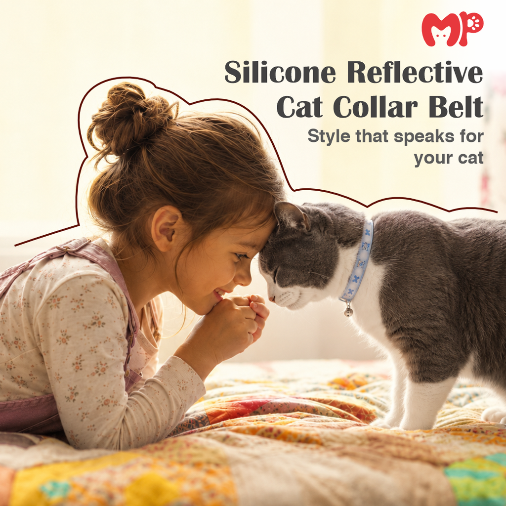 Reflective Silicone Cat Collar with Bell | Adjustable Waterproof Pet Neck Strap for Cats & Small Pets