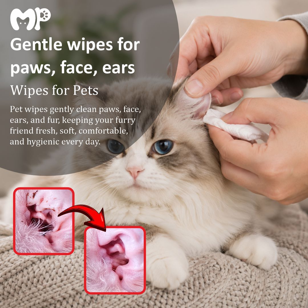 Premium Pet Grooming Wipes for Dogs & Cats – Soft Non-Woven Cleansing Pads for Paws, Face, and Ears (130 Pieces)