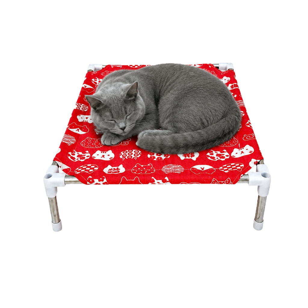 Premium Elevated Pet Bed Cot with Breathable Cooling Fabric | Raised Dog & Cat Hammock Style Lounge | Foldable | Lightweight | Stable Non-Electric Relaxation Cot for Indoor & Outdoor Use (Large) | (Medium) | (Small)