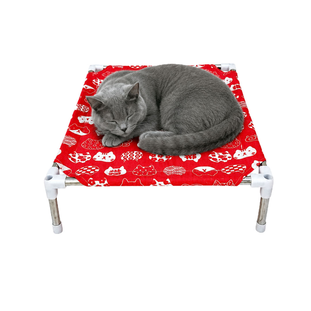 Premium Elevated Pet Bed Cot with Breathable Cooling Fabric | Raised Dog & Cat Hammock Style Lounge | Foldable | Lightweight | Stable Non-Electric Relaxation Cot for Indoor & Outdoor Use (Large) | (Medium) | (Small)