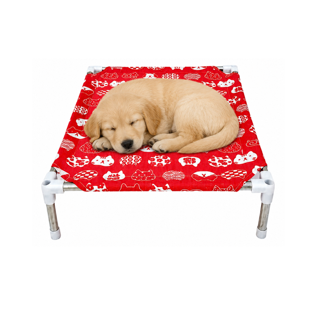 Premium Elevated Pet Bed Cot with Breathable Cooling Fabric | Raised Dog & Cat Hammock Style Lounge | Foldable | Lightweight | Stable Non-Electric Relaxation Cot for Indoor & Outdoor Use (Large) | (Medium) | (Small)