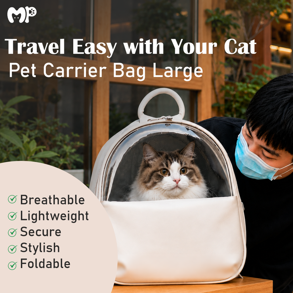 Premium Leather Pet Carrier Backpack with Large Transparent Window | Comfort Dual-Strap Travel Bag with Removable Soft Pad for Cats and Small Dogs