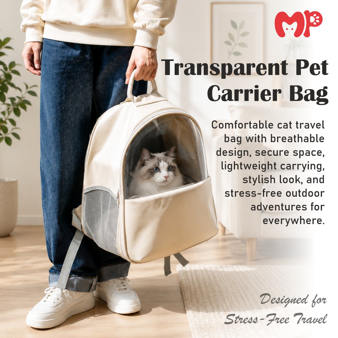 Premium Leather Pet Carrier Backpack with Large Transparent Window | Comfort Dual-Strap Travel Bag with Removable Soft Pad for Cats and Small Dogs