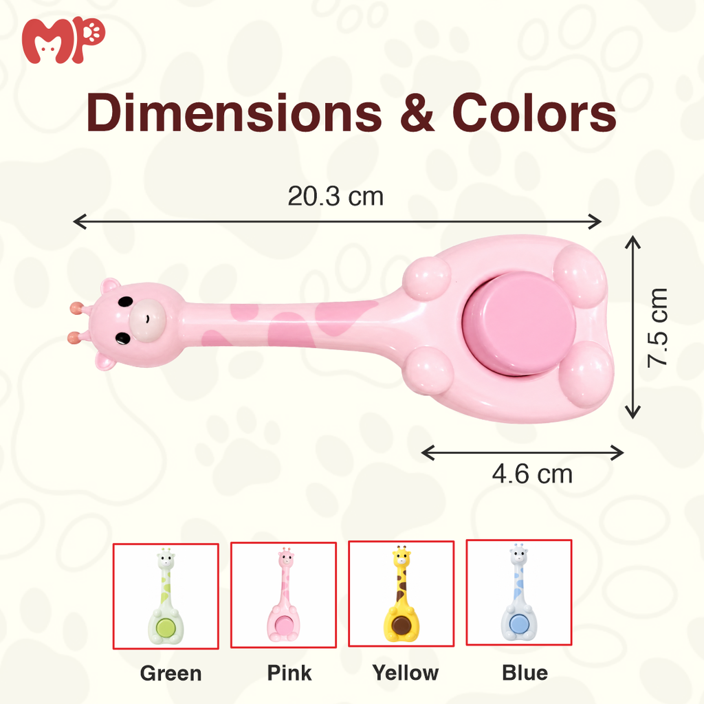 Cute Giraffe Self-Cleaning Slicker Brush for Dogs and Cats – One-Click Fur Release Pet Grooming Tool with Gentle Massage Bristles for De-Shedding | Tangled Undercoats