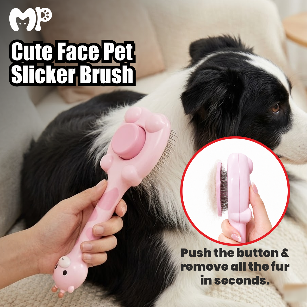 Cute Giraffe Self-Cleaning Slicker Brush for Dogs and Cats – One-Click Fur Release Pet Grooming Tool with Gentle Massage Bristles for De-Shedding | Tangled Undercoats