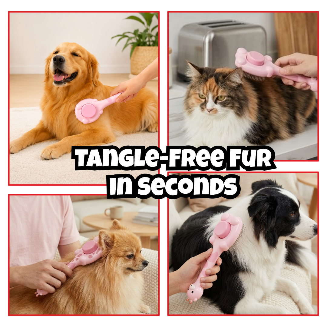 Cute Giraffe Self-Cleaning Slicker Brush for Dogs and Cats – One-Click Fur Release Pet Grooming Tool with Gentle Massage Bristles for De-Shedding | Tangled Undercoats