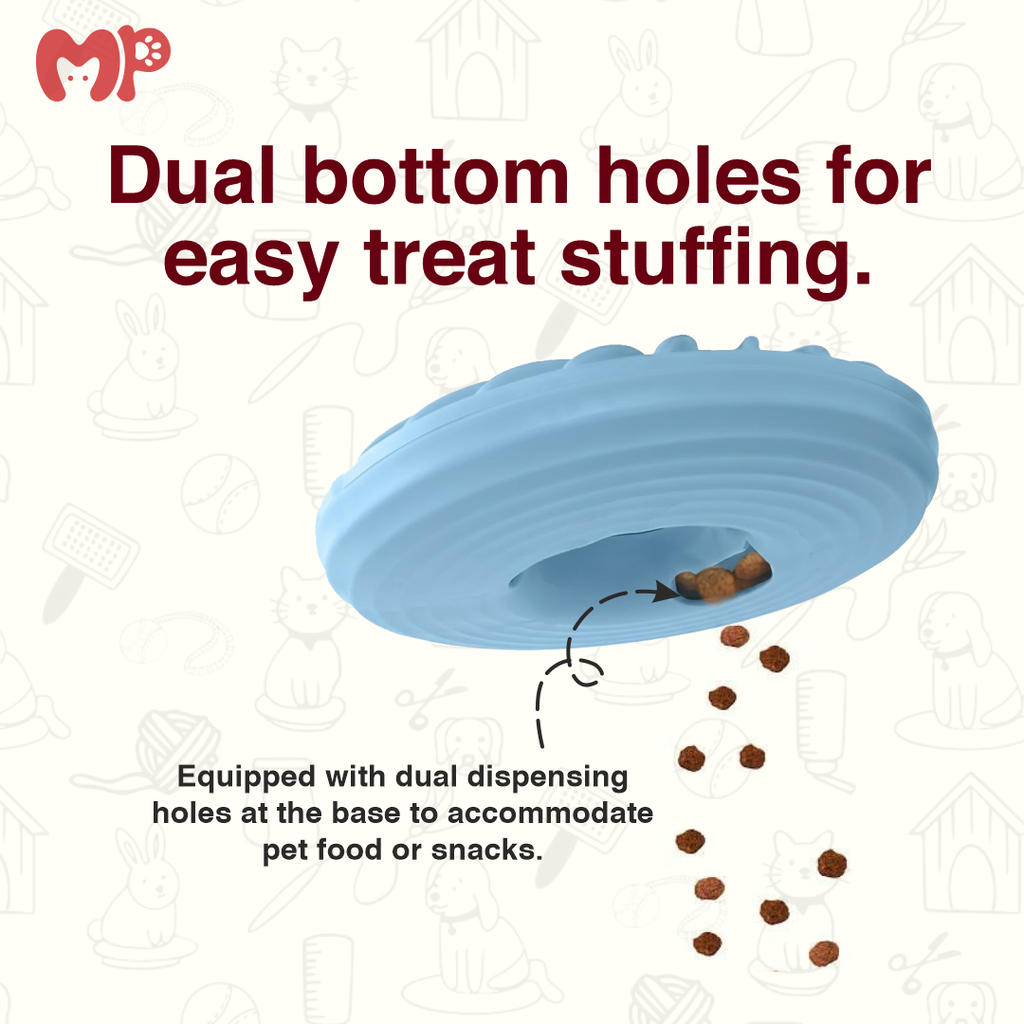 Multi-Functional Silicone Slow Feeder Dog Toy – 3-in-1 Flying Disc | Dental Chew Toy | Treat Dispensing Puzzle for Dogs & Cats
