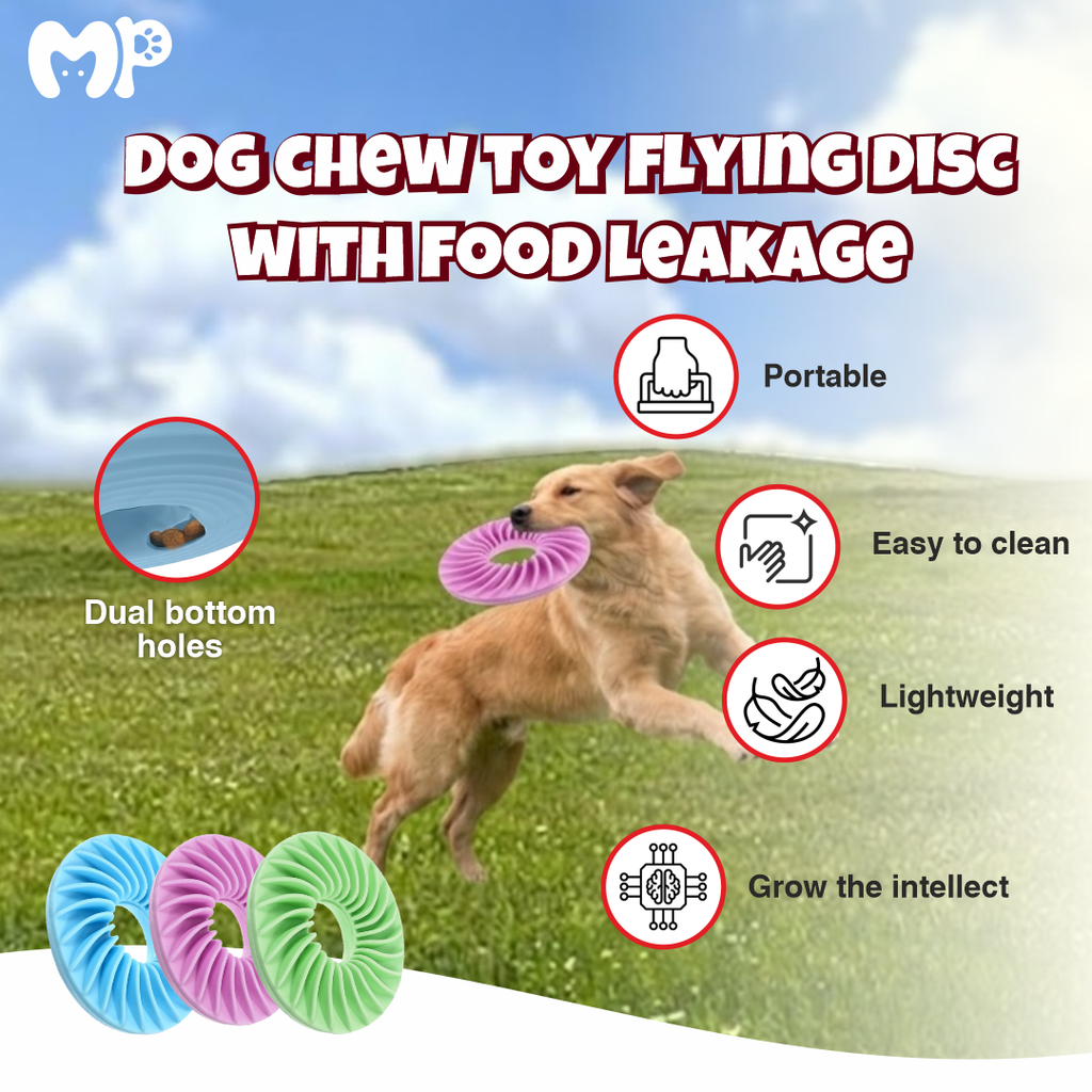 Multi-Functional Silicone Slow Feeder Dog Toy – 3-in-1 Flying Disc | Dental Chew Toy | Treat Dispensing Puzzle for Dogs & Cats