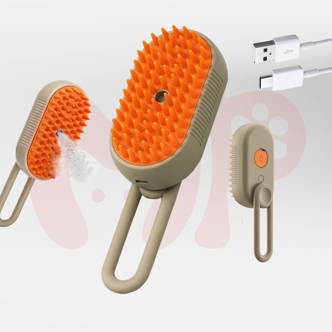 Electric Pet Steamer & Massage Brush for Cats and Dogs with Handle | Gentle Steam Grooming Tool for Shedding, Detangling & Relaxing Pet Massage | Safe & Easy Pet Hair Care Brush