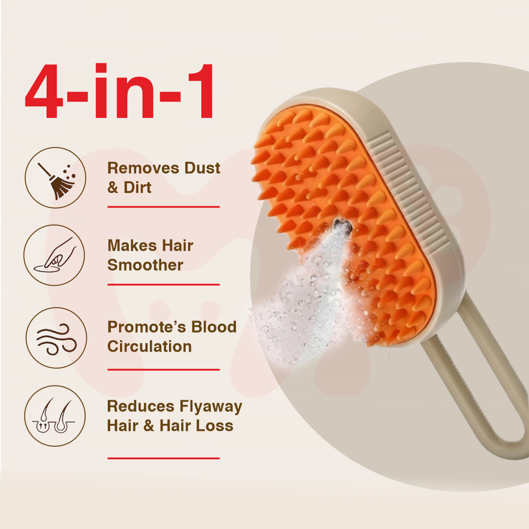 Electric Pet Steamer & Massage Brush for Cats and Dogs with Handle | Gentle Steam Grooming Tool for Shedding, Detangling & Relaxing Pet Massage | Safe & Easy Pet Hair Care Brush