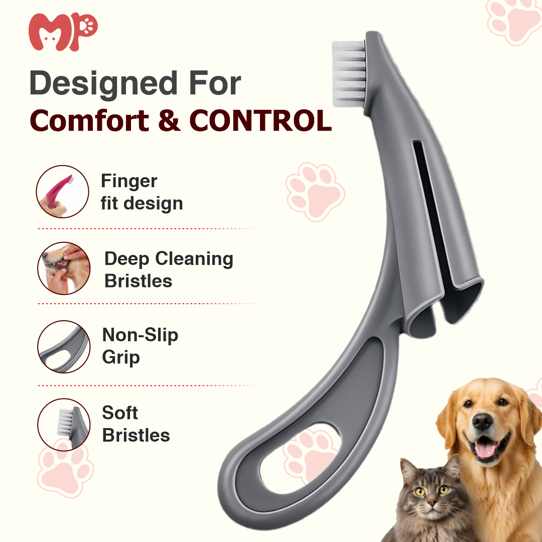 Ergonomic Pet Finger Toothbrush (Pack of 2) for Dogs and Cats – Soft Bristles | Gentle Gum Care | Easy-to-Use Finger Sleeve Design for Effective Dental Cleaning | Fresh Breath Maintenance